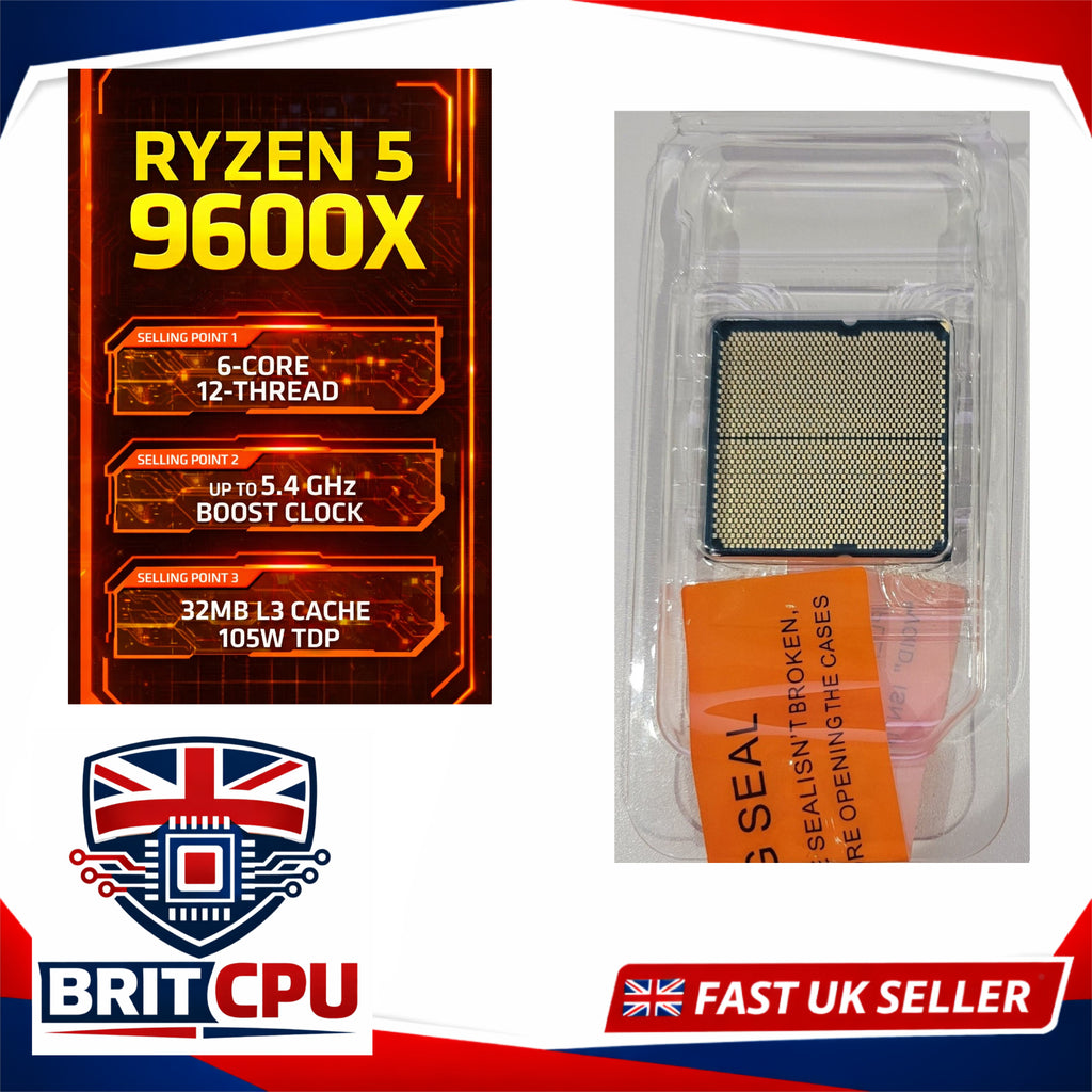 AMD Ryzen 5 9600X Desktop Processor, 5.4GHz Boost, 6 Cores 12 Threads, Zen 5, Socket AM5
