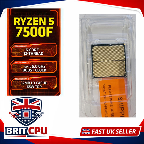 AMD Ryzen 5 7500F Desktop Processor, 5.0GHz Boost, 6 Cores 12 Threads, Socket AM5